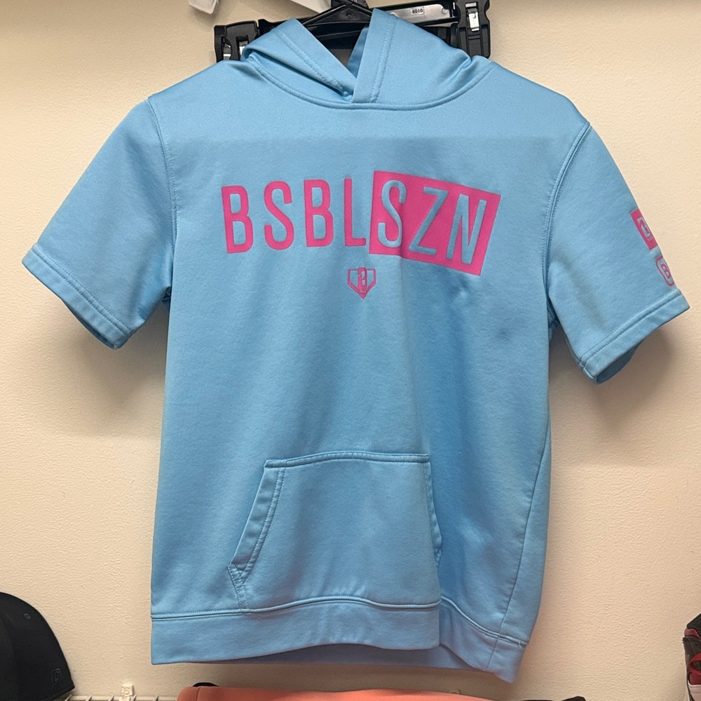 Trendy Kids Blue Hoodie with Pink Accents